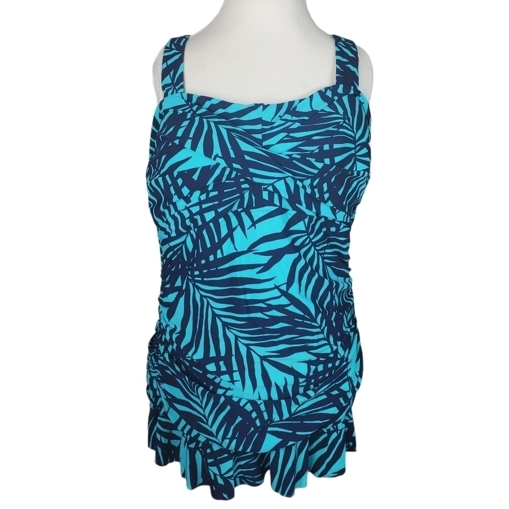 Lands End One Piece Swimsuit Ruffle Hem Swimdress